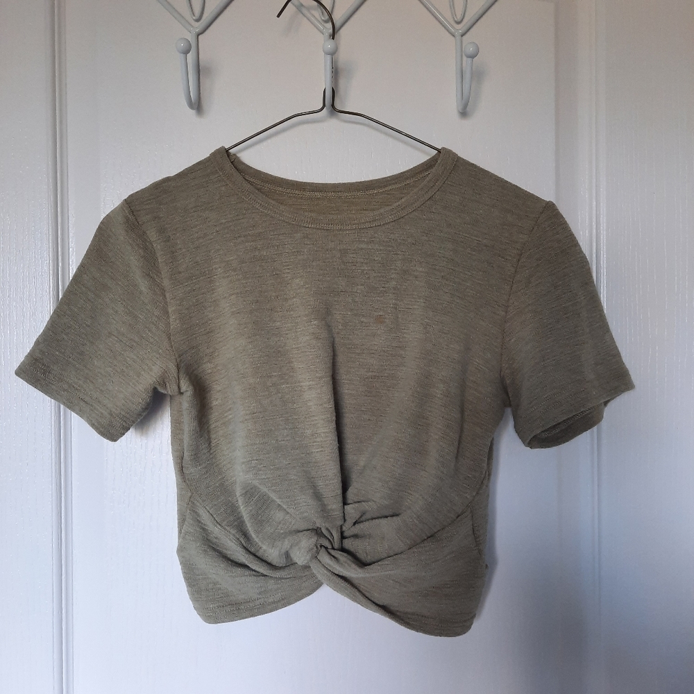 Green Cropped Wrap Tee